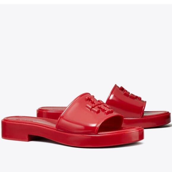 Tory Burch Eleanor Red Jelly Slides Minimalist Preppy Lux Glam 6 - Picture 2 of 7